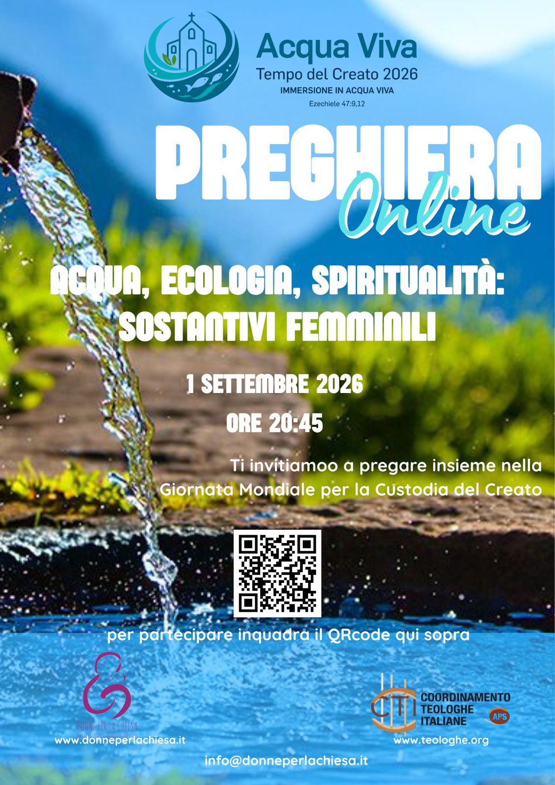 1.09.2026, ONLINE: Preghiera. Acqua, ecologia, spiritualità: sostantivi femminili